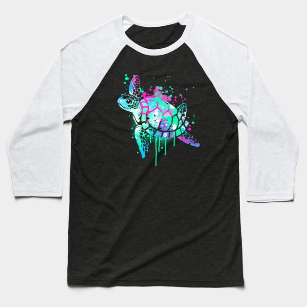 Fluo sea turtle Baseball T-Shirt by NemiMakeit